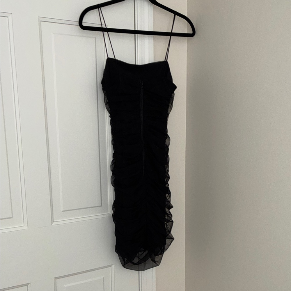 Alice + Olivia Black Ruched Mini Dress